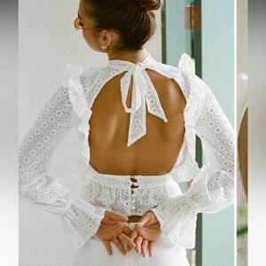 White Blouse with open back and button details
